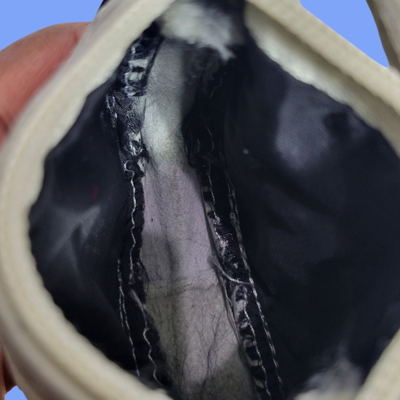 Vintage Studio Tiny Leather Bag Taupe Beige Coin Purse Pouch Change Handles Mini - Picture 6 of 16